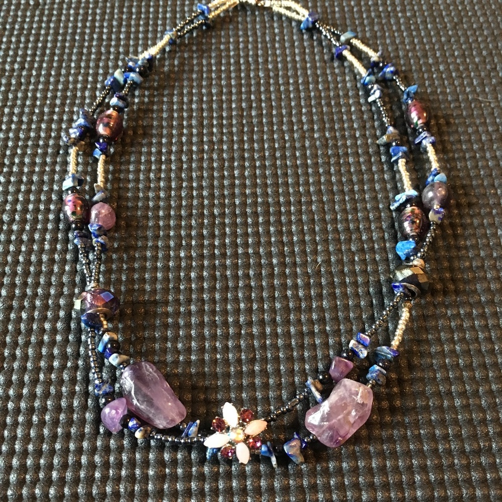 Double stranded purple necklace